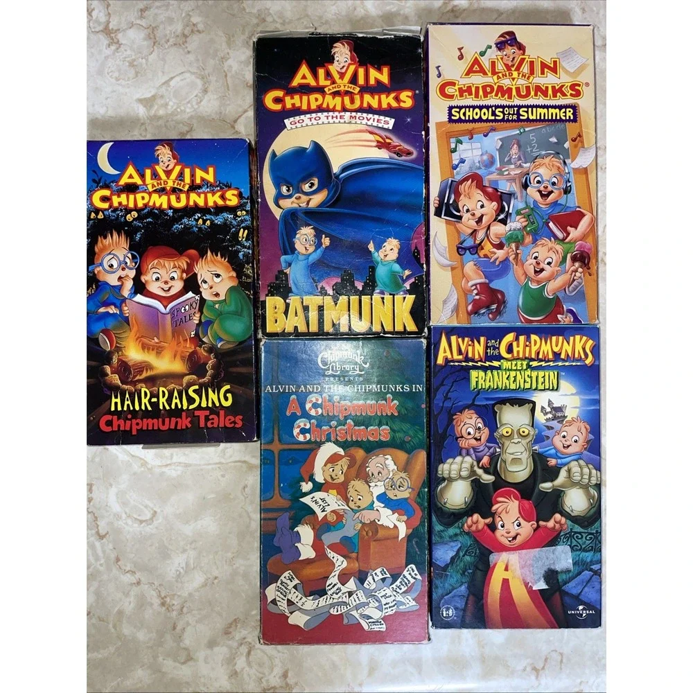 Alvin Chipmunks VHS lot Frankenstein Hair-Raising School's Out Christmas Batmunk